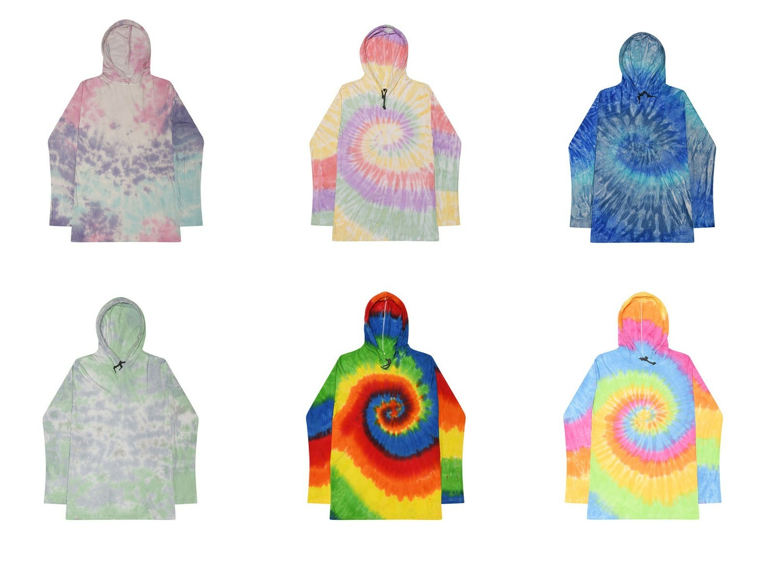 Tie Dye Long Sleeve Hoodie Multicolor Adult S M L XL 2XL 3XL 100% Cotton