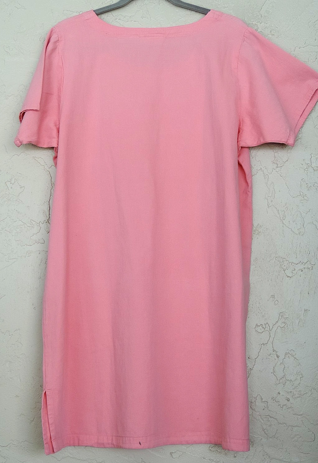 TIA Designs Pompano Beach Sz XL L Peachy Pink Dress Tunic Fish Applique Cotton