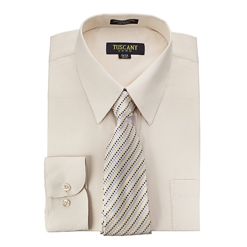 Men’s Dress Shirts With Matching (Random design) Tie Set Cotton-Blend Shirt Set