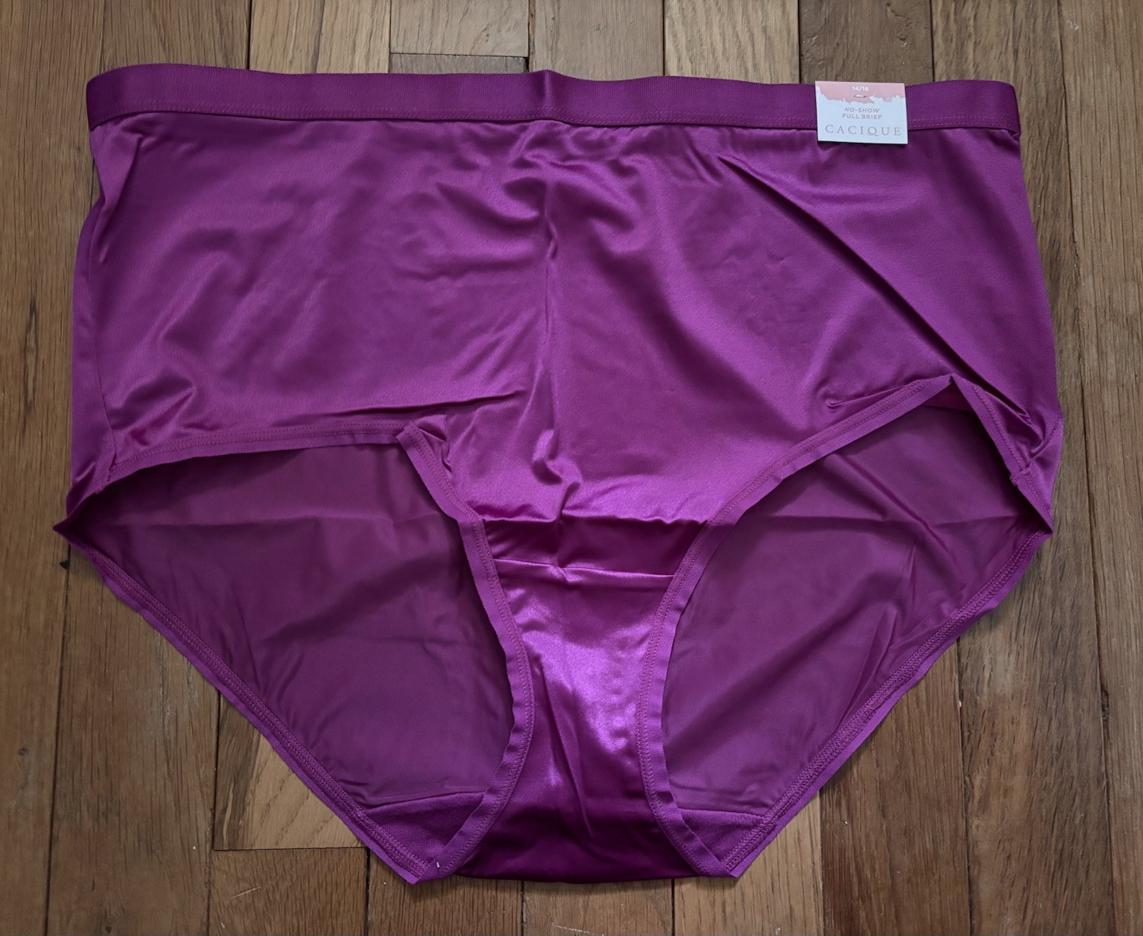 Plus Size 14/16 Lane Bryant Cacique No Show Full Brief Nylon Satin Panty Magenta