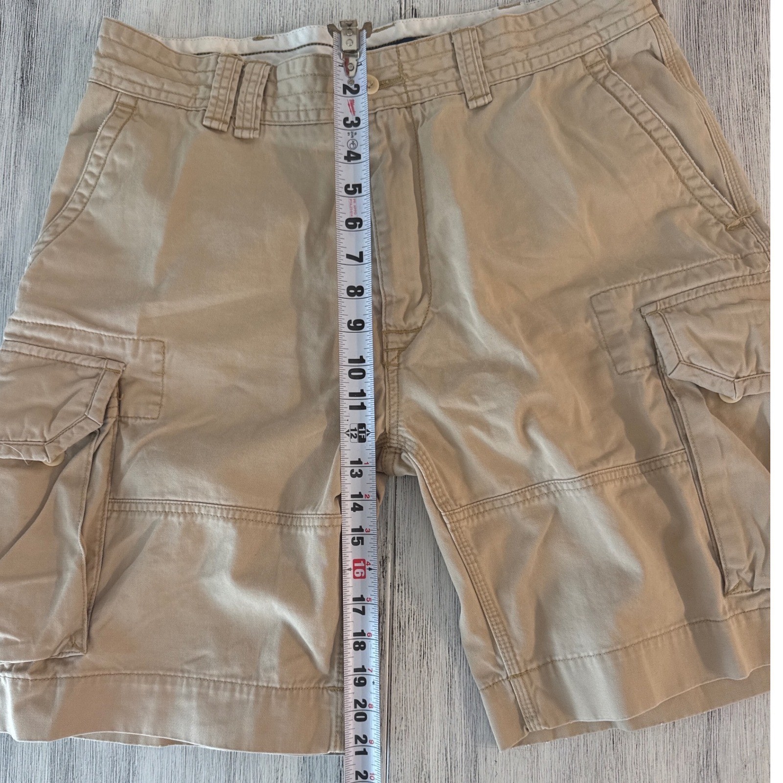 Polo Ralph Lauren Mens Tan Khaki Cotton Twill Cargo Shorts Utility Size 32