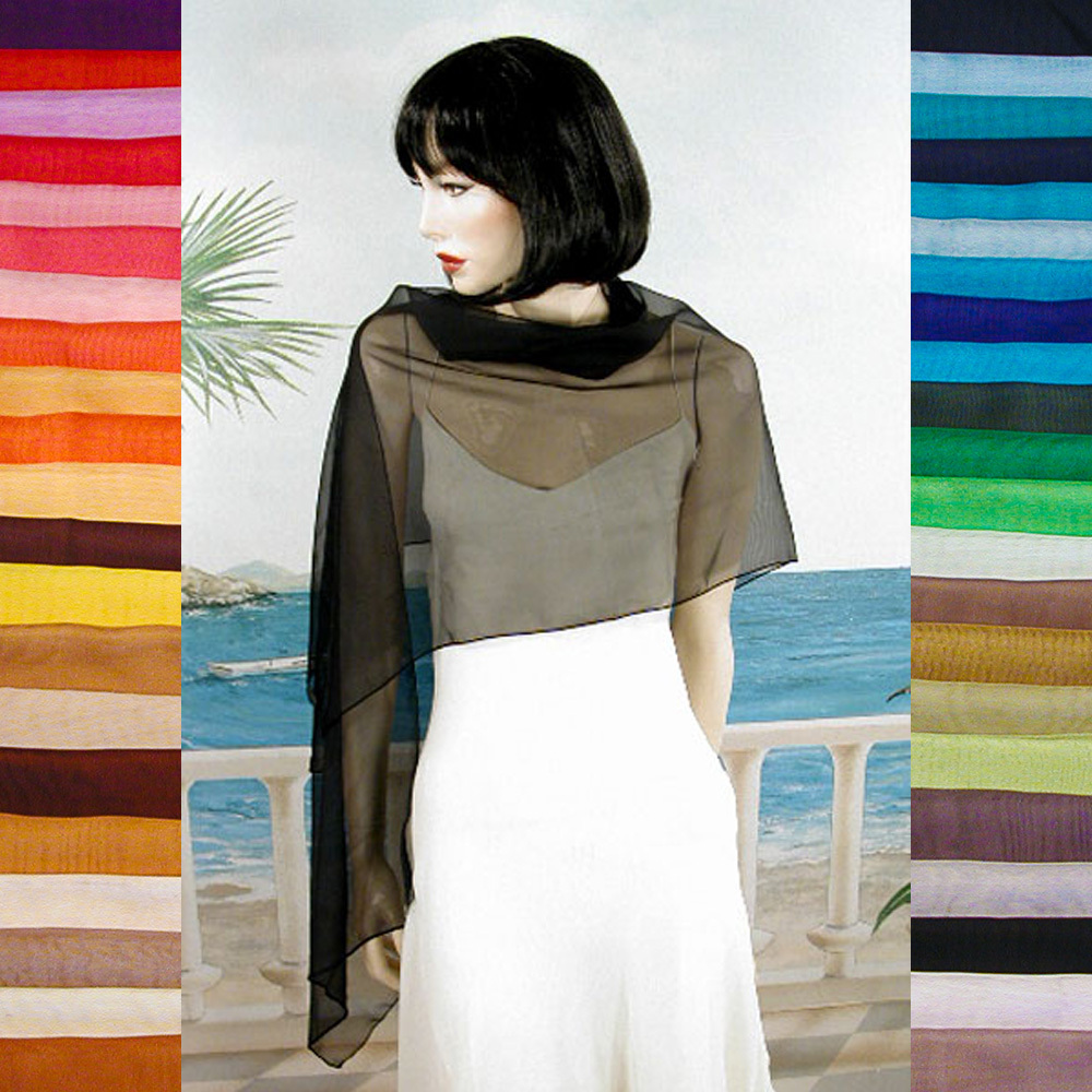 Long Sheer Chiffon Scarf Wrap Shawl Hijab Solid 47 Colors Evening – W178