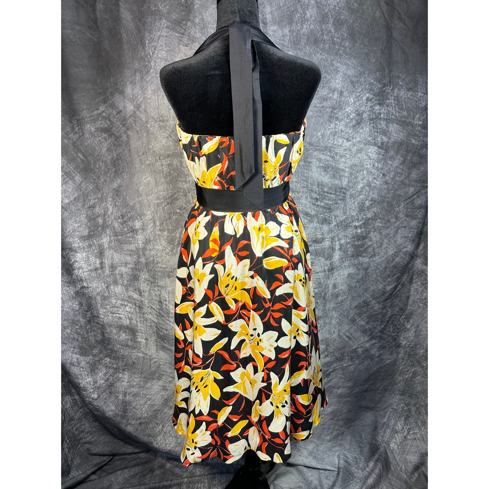 Moulinette Soeurs Go See Halter Dress Womens 6 Black Floral Silk Anthropologie