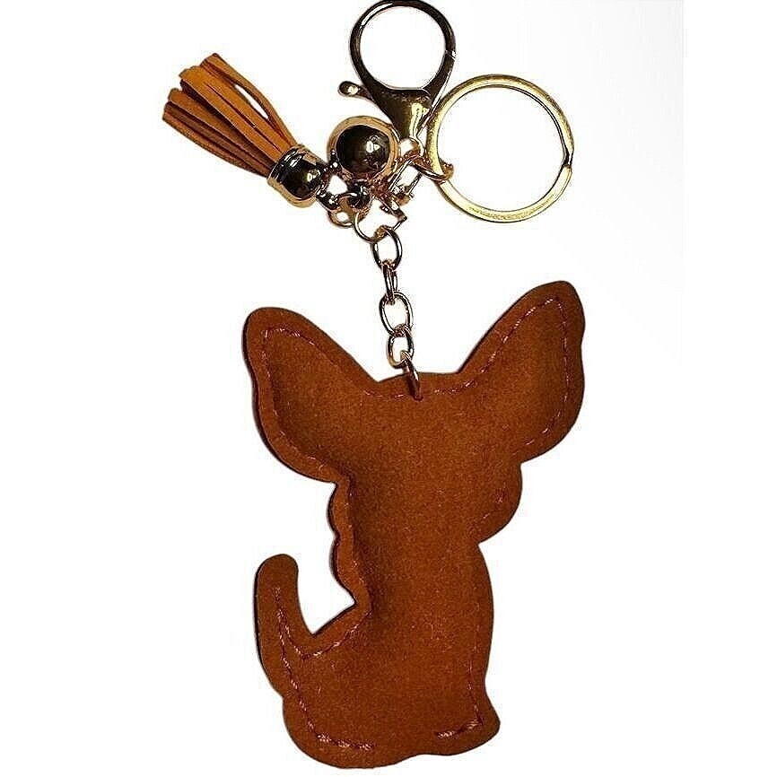 Unbranded Keychain Women Small Pink Like New Chihuahua Rhinestone Tassel Charm