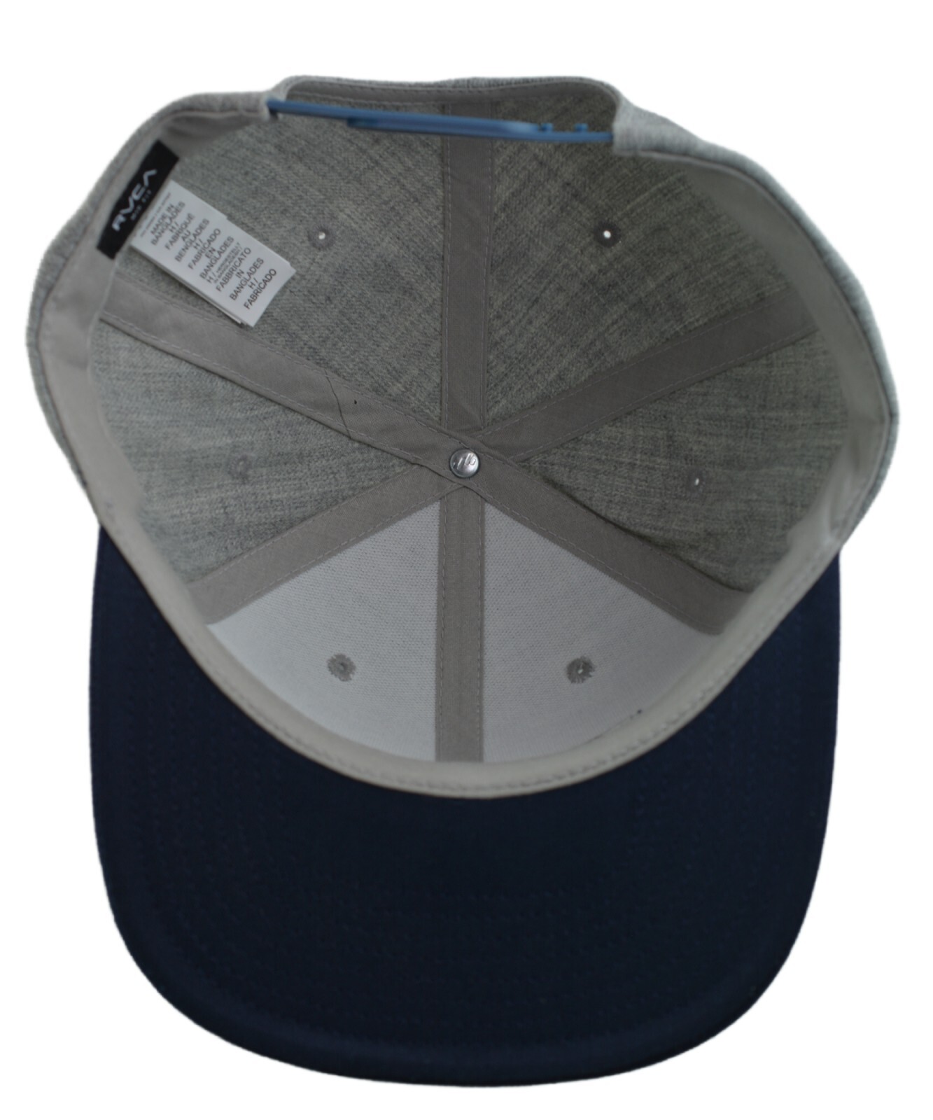 RVCA Twill Heather Gray & Navy Blue Logo 2 Tone Adjustable Hat Mens Snapback Cap