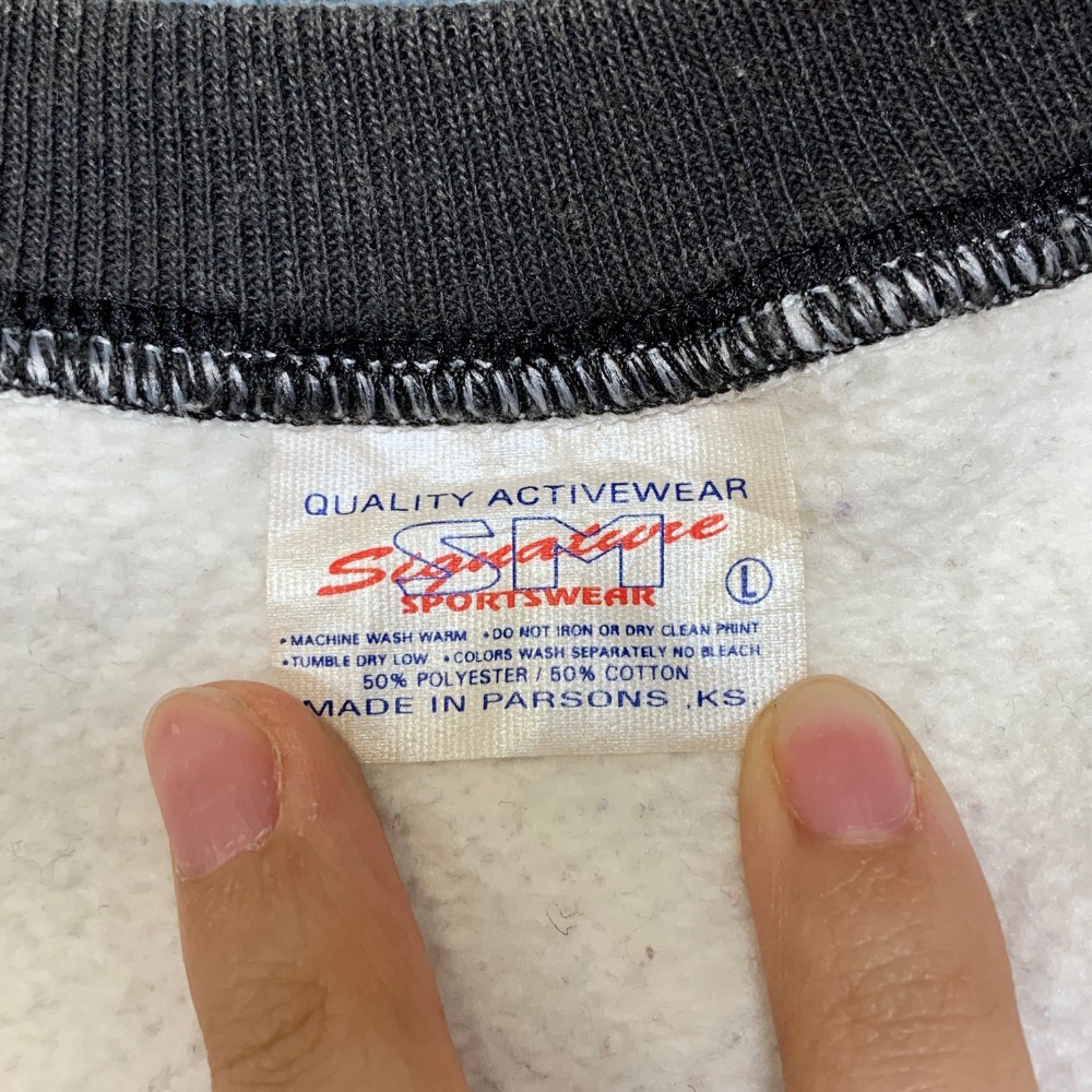 VTG Signature Sportswear Prime Inc Springfield Henley Sweatshirt Men Large White