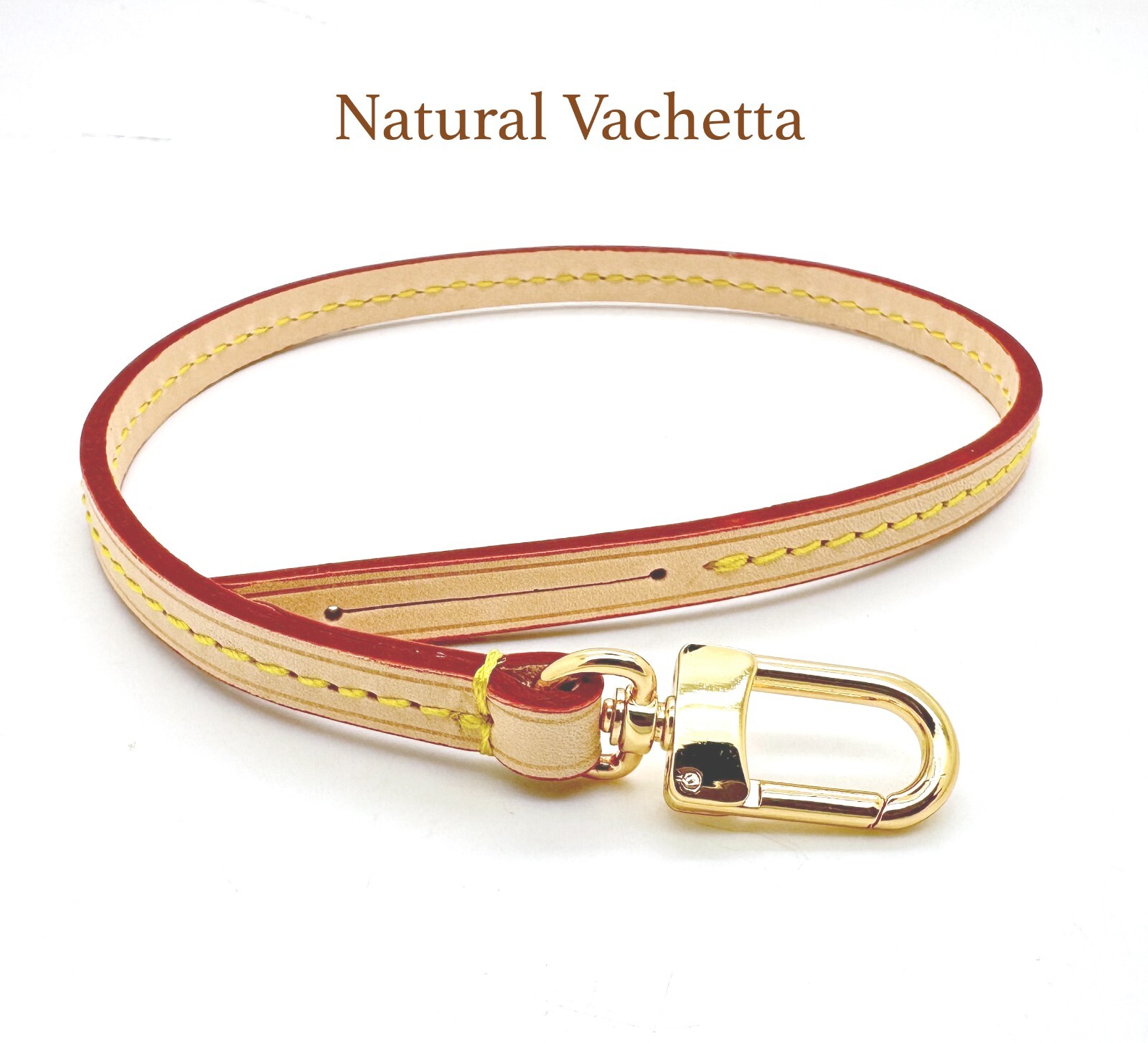 Vachetta Short Leather Wrislet handle strap wrist for Neverfull Pouch one clip