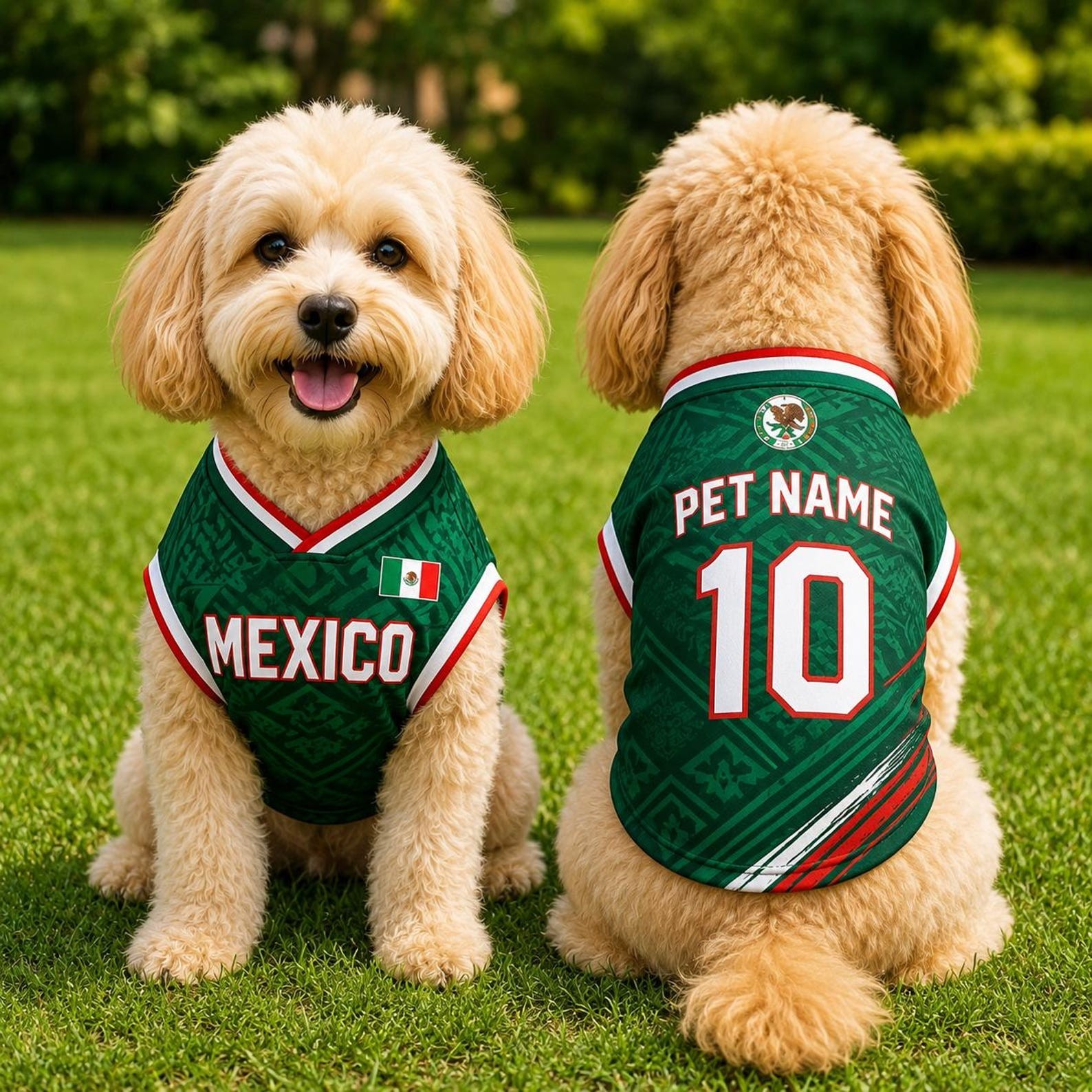 Personalized Mexican Pet Soccer Jersey, Custom Dog Cat Football Shirt
