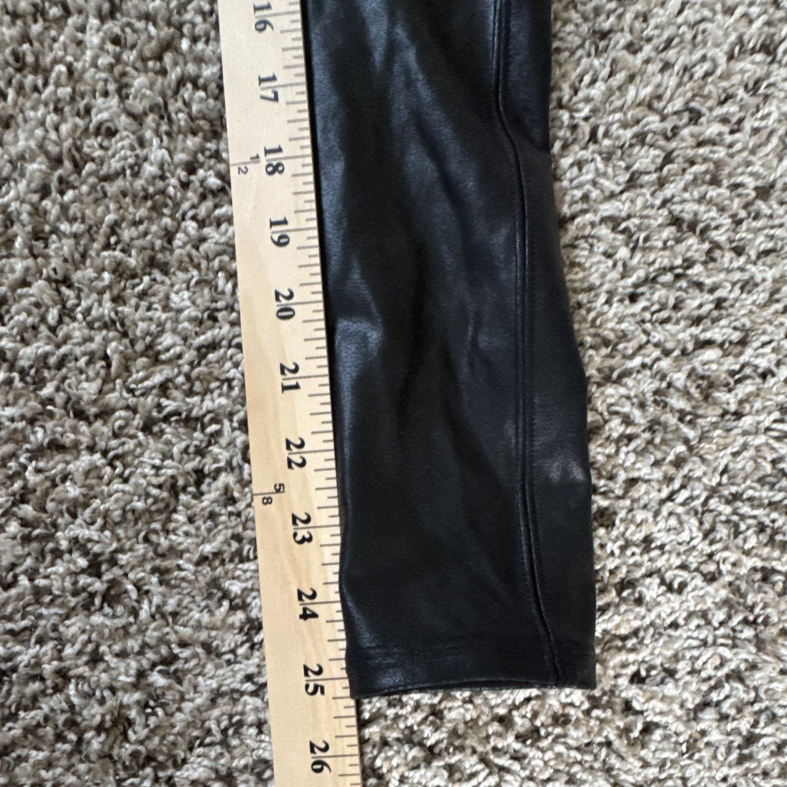 SPANX High-Waisted Firm Shapewear Leather Look Leggings Black S/P Stretch