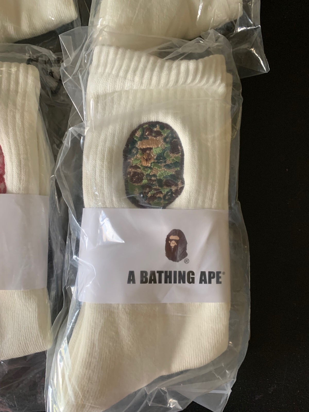 BAPE A Bathing Ape Crew Socks Big Ape Head Embroidered CAMO Socks 100% – CHOOSE!