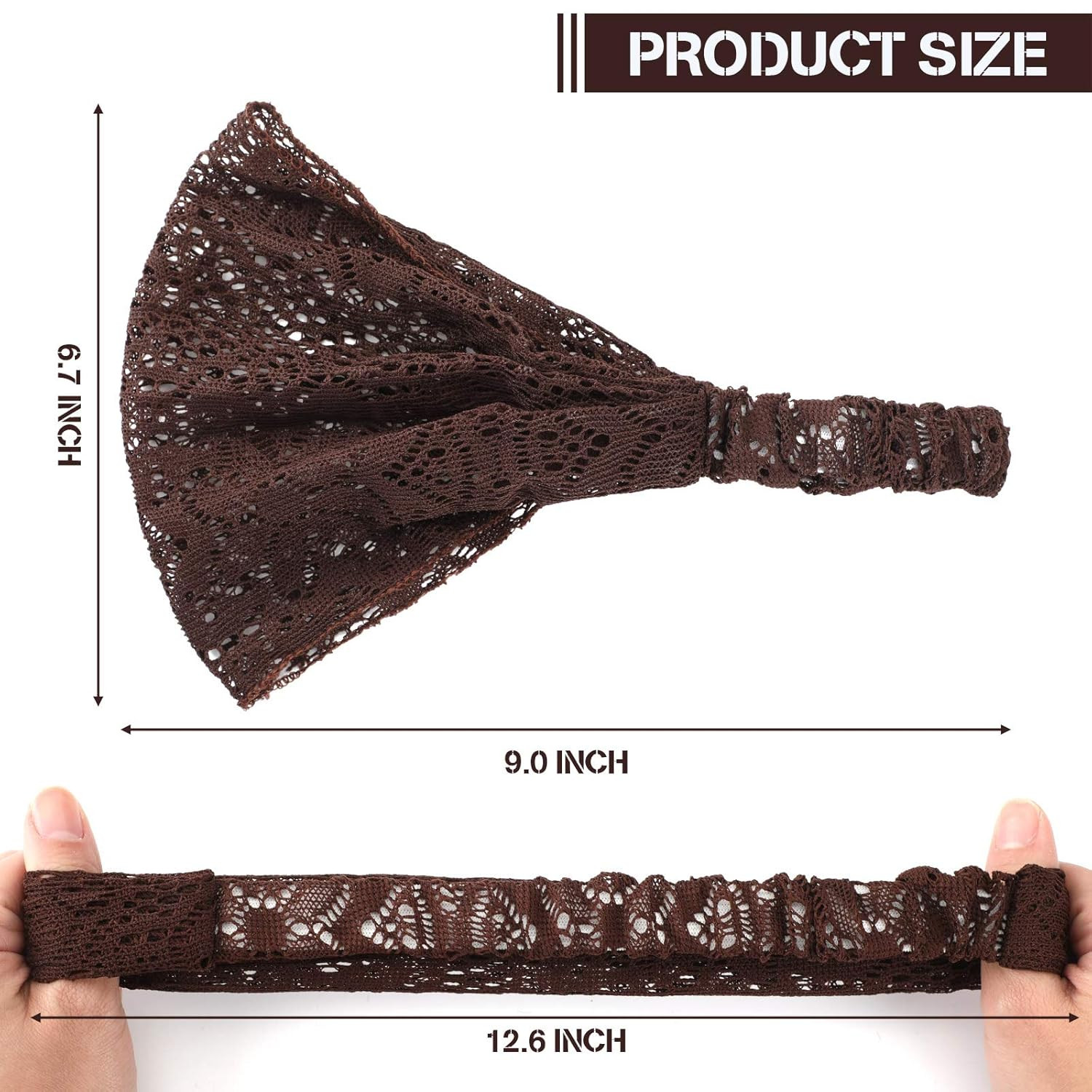 WILLBOND 6 Pieces Lace Headbands for Women Crochet Head Wrap Elastic Elegant Boh