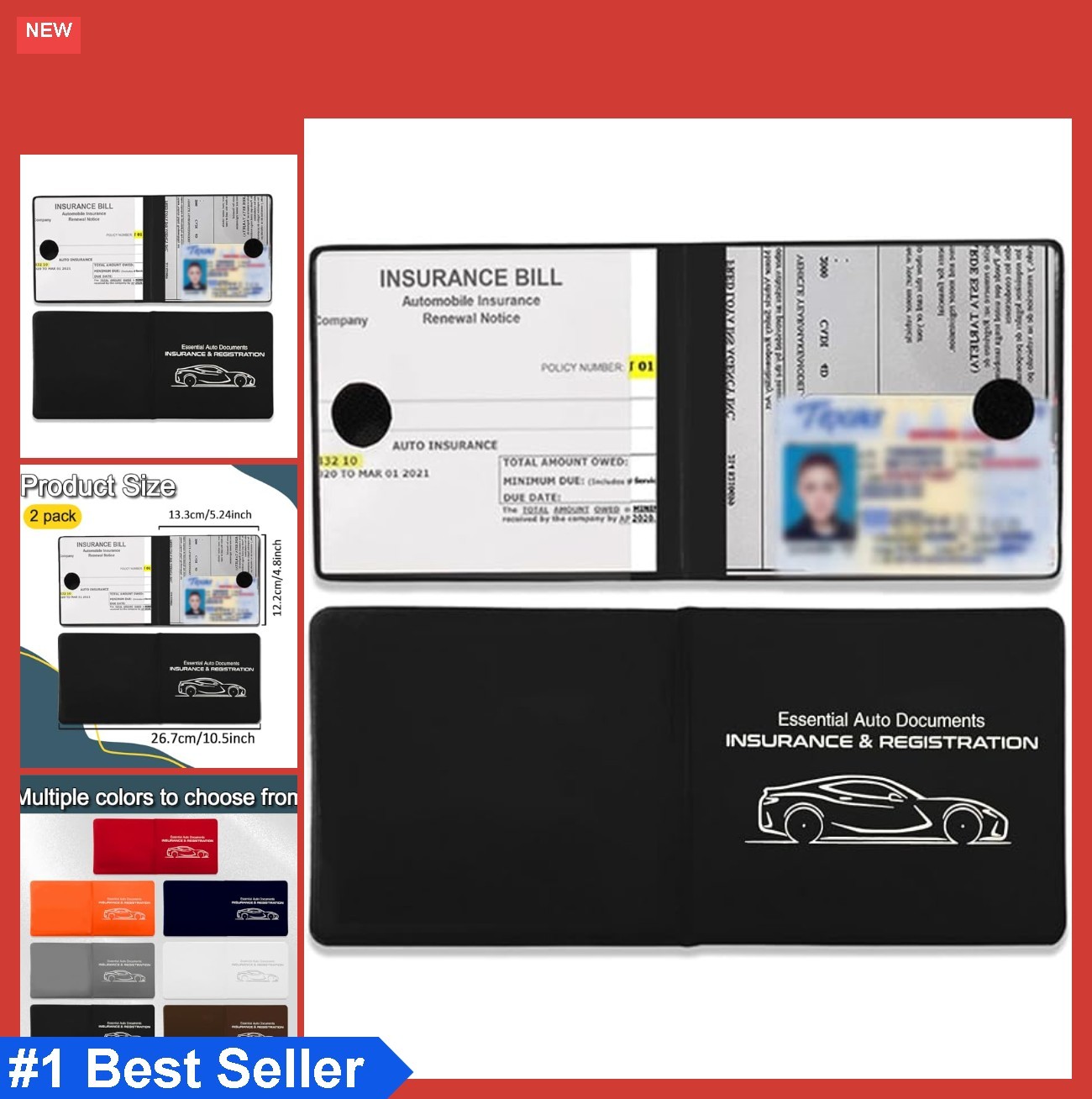 2PCS Car Registration and Insurance Card Holder, 10.6”×4.8” Essential Auto