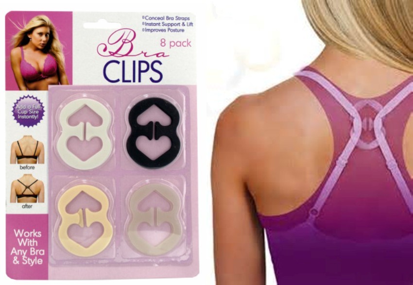 8 Piece Bra Strap Clips – Conceal Racer Back Straps Improves Support & Lift