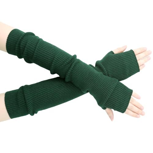 Guantes largos sin dedos de invierno mangas de brazo tejidas para mujer