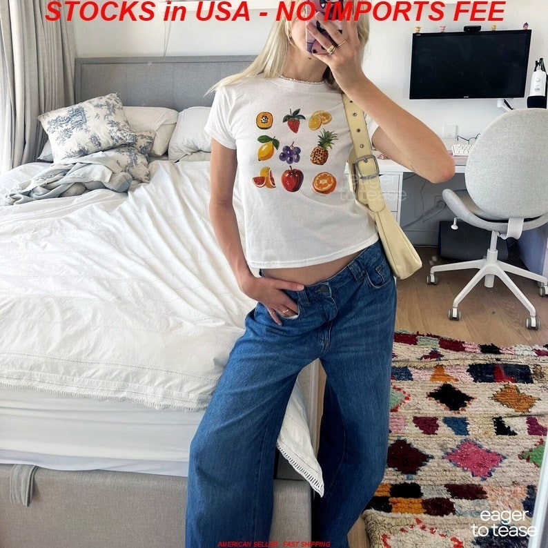 Fruit Baby Tee Aesthetic Simple Graphic Y2K Scrapbook Collage Womens Crop Top