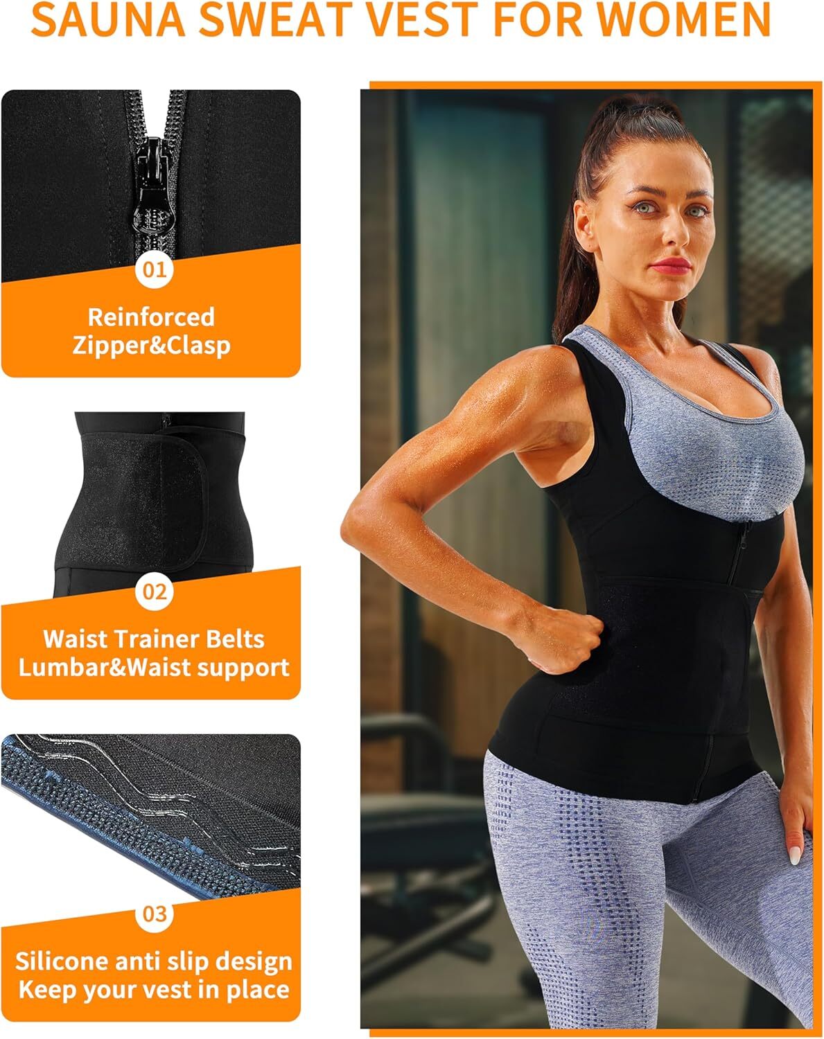 Fajas Reductoras Abdomen Para Mujeres Sudar Perder Peso Sauna Suit Tank Top Gym