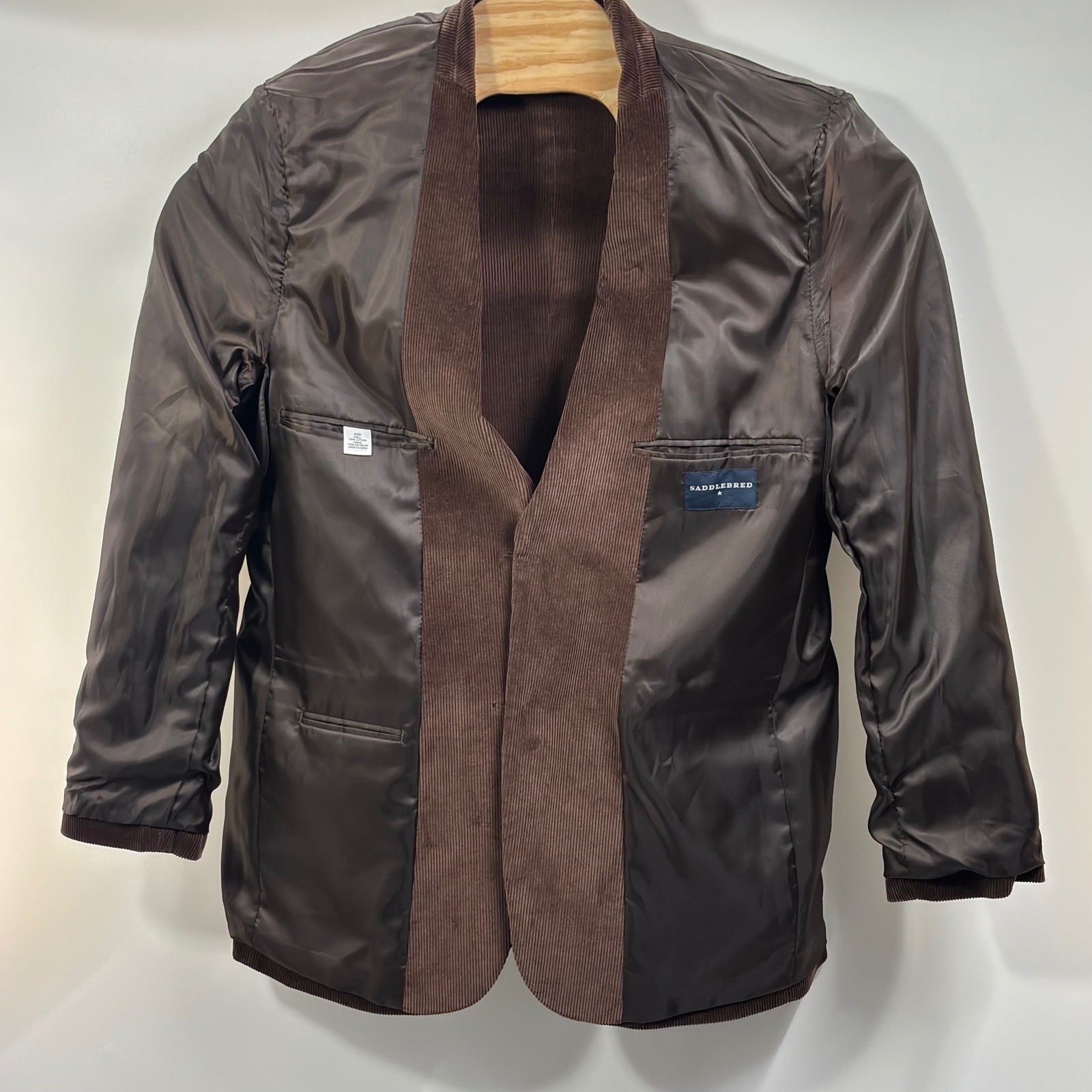 Saddlebred 40R Brown Corduroy Sport Coat Blazer 2 Button 100% Cotton