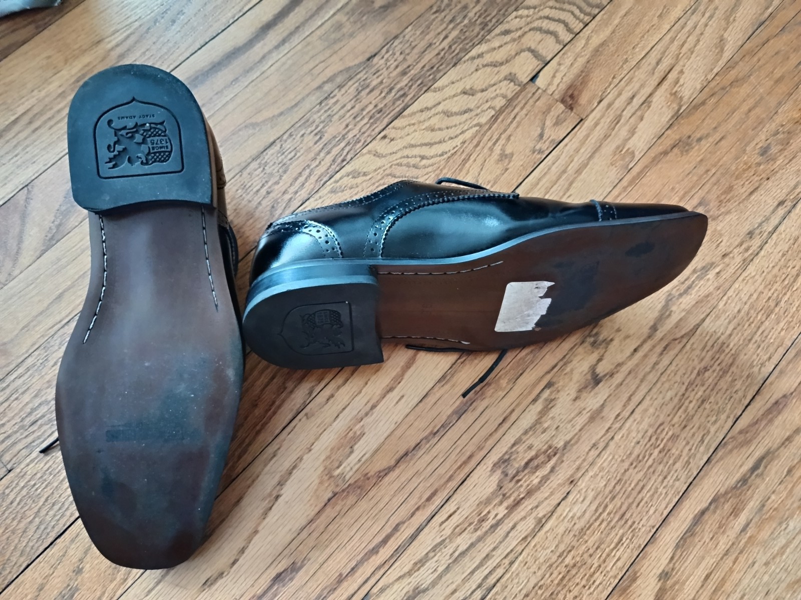 STACY ADAMS Men’s Leather And Manmade Uppers Lining Leather Black Size 9.5W