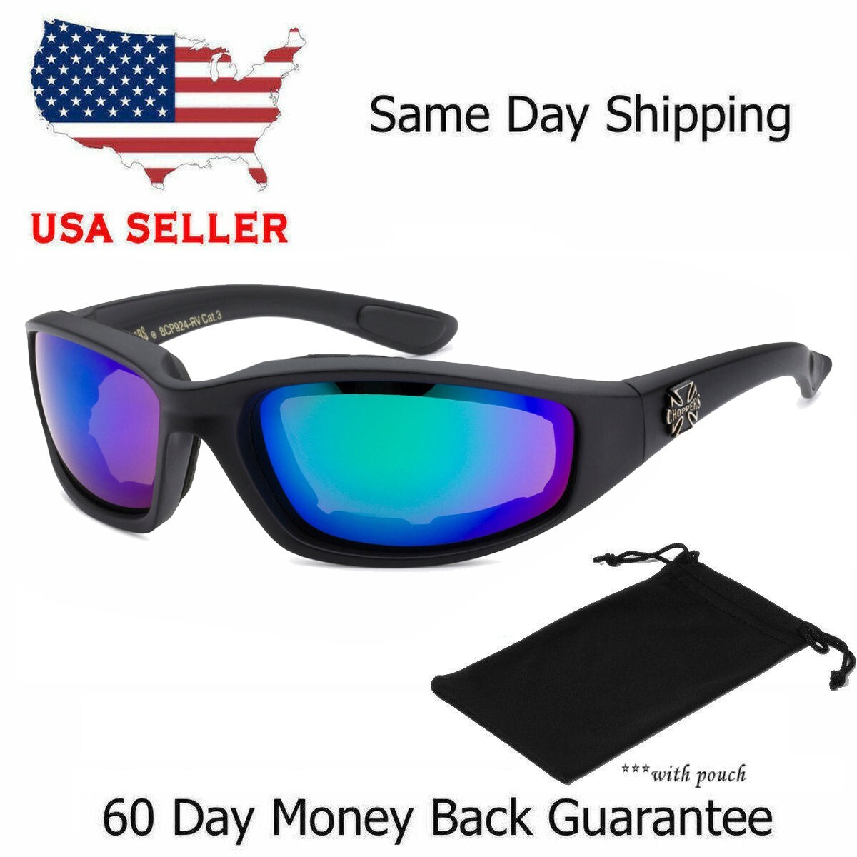 1/3 Pair Motorcycle Sports Biker Riding Glasses Padded Wind Resistant Sunglasses