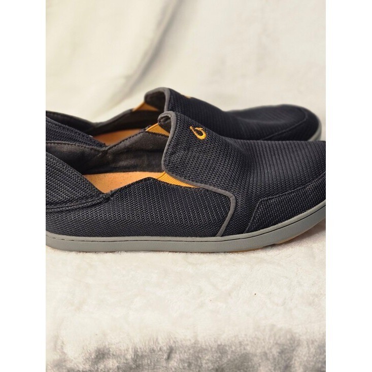OluKai Nohea Moku Mens Charcoal Grey Orange Mesh Slip On Shoes size 8
