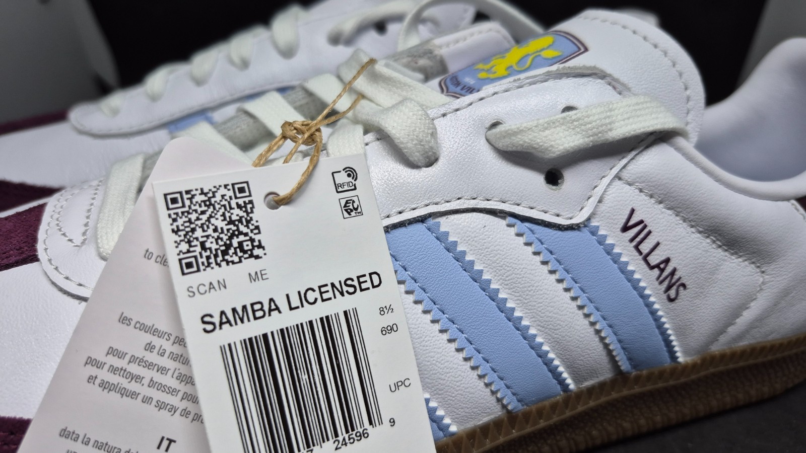 Adidas Mens Samba Licensed Aston Villa 1874 FC Home Kit Shoes JQ4042
