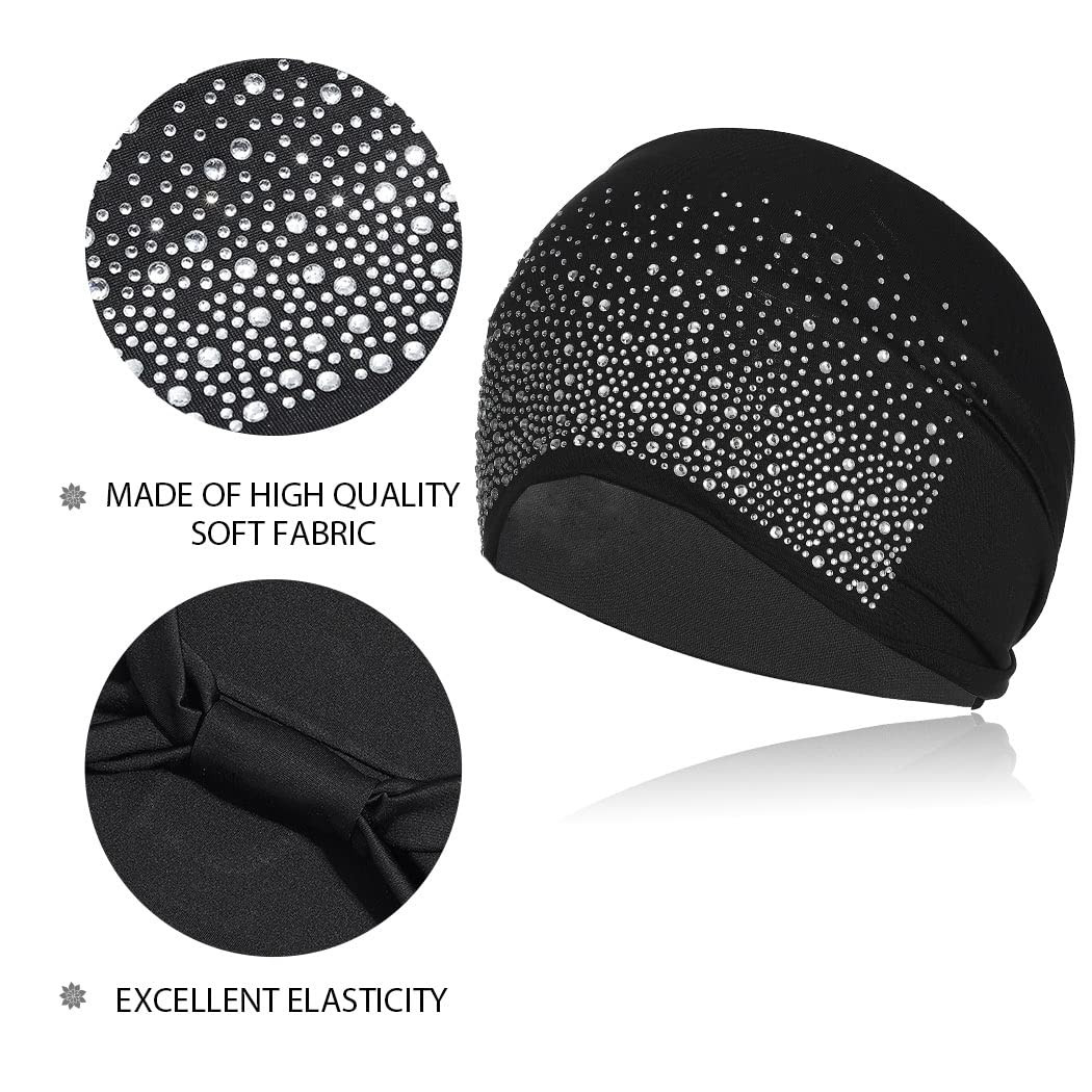 Crystal Headband Rhinestone Black Head Wraps Wide Knotted Head Band Turban Party