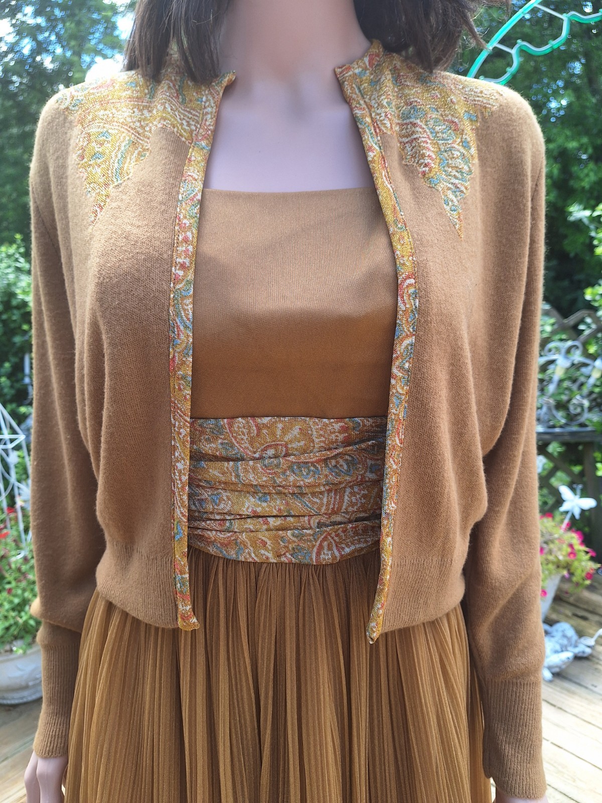 VTG Mid-century 50s 60s UNION LABEL Party Cocktail Dress Cardigan Sweater SET S