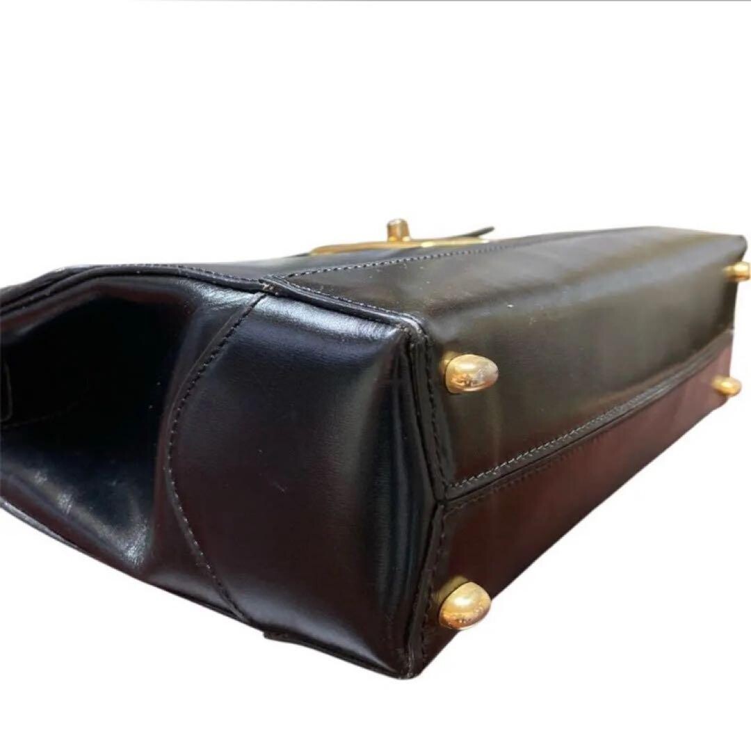 CELINE Shoulder Bag Leather Black Vintage Authentic From Japan