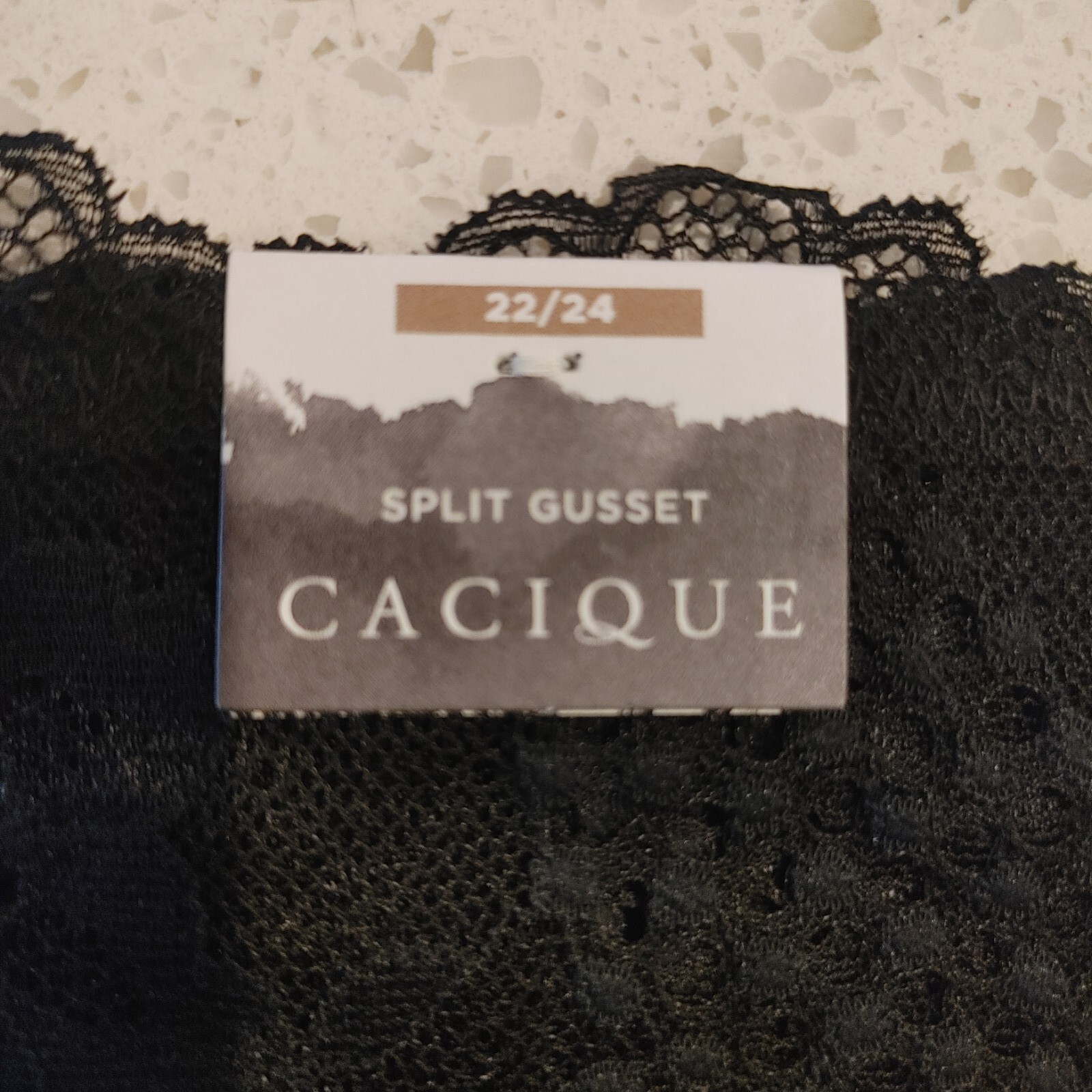 Lane Bryant Cacique Split Gusset Thong Black With Lace Plus Panties 22/24 Sexy C
