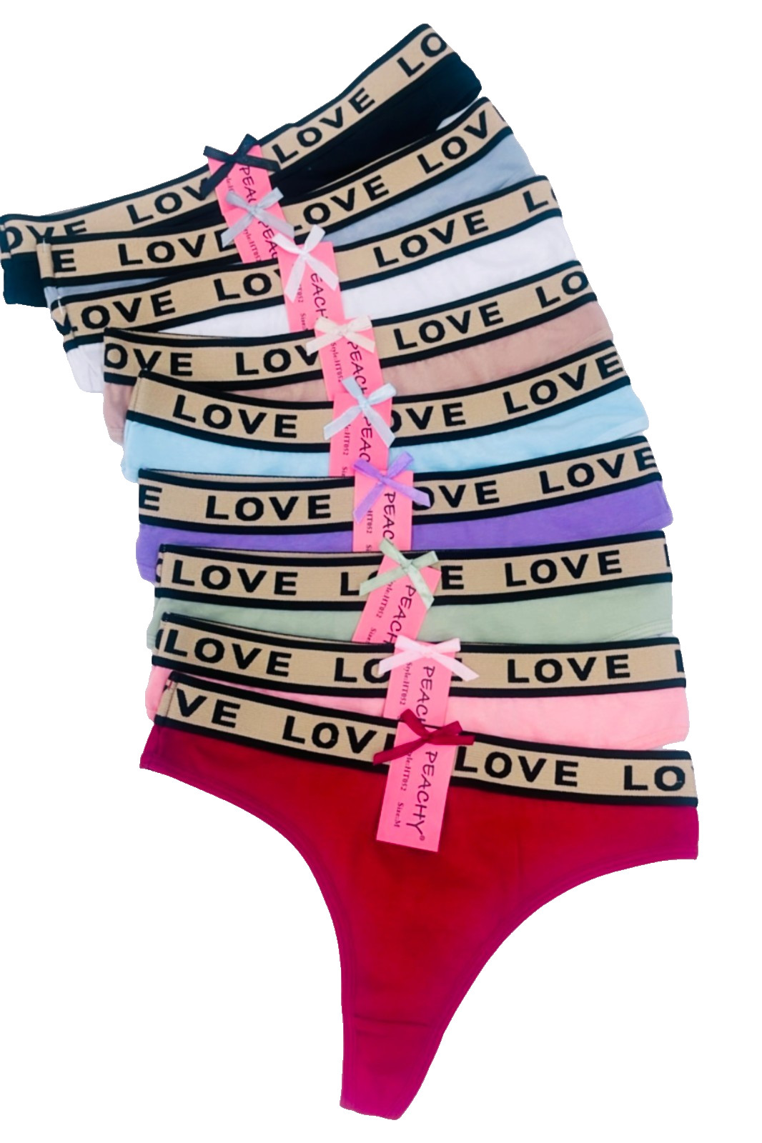 Love Women Cotton Panties Thongs G-string Bikini T-back Underwear Lot of 6 pack