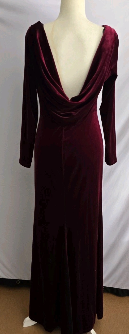 Whimsigoth Velvet Gown Size 10 Burgundy Draped Back Old Money Dark Feminine Core