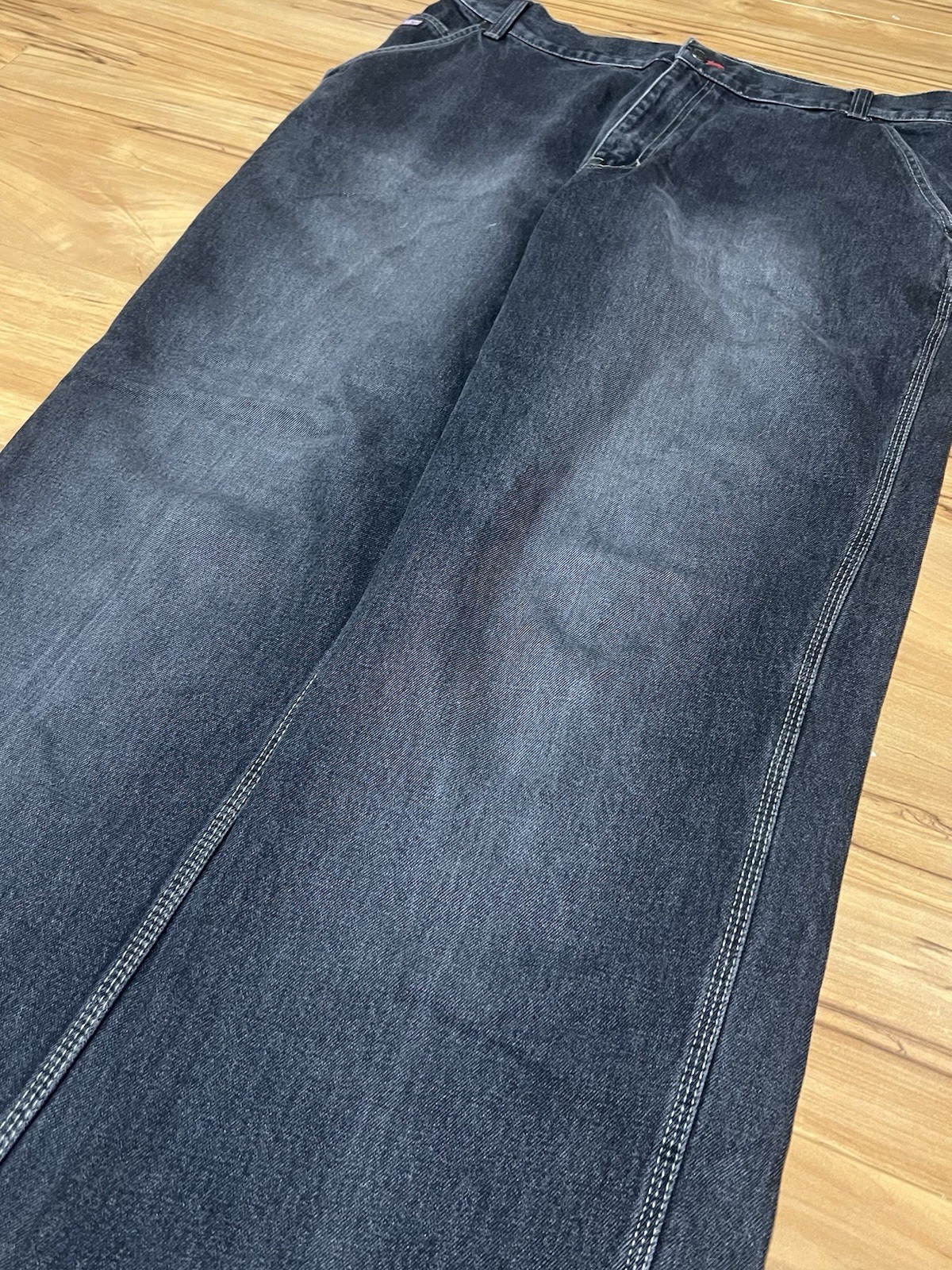 Mecca Men’s Black Dark Wash Relaxed Fit Cotton Denim Jeans Cargo Pockets