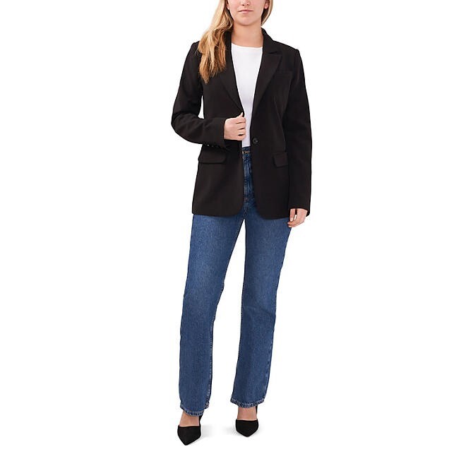 Vince Camuto Ladies Fully Lined Padded Shoulder Split Blazer Size M Black