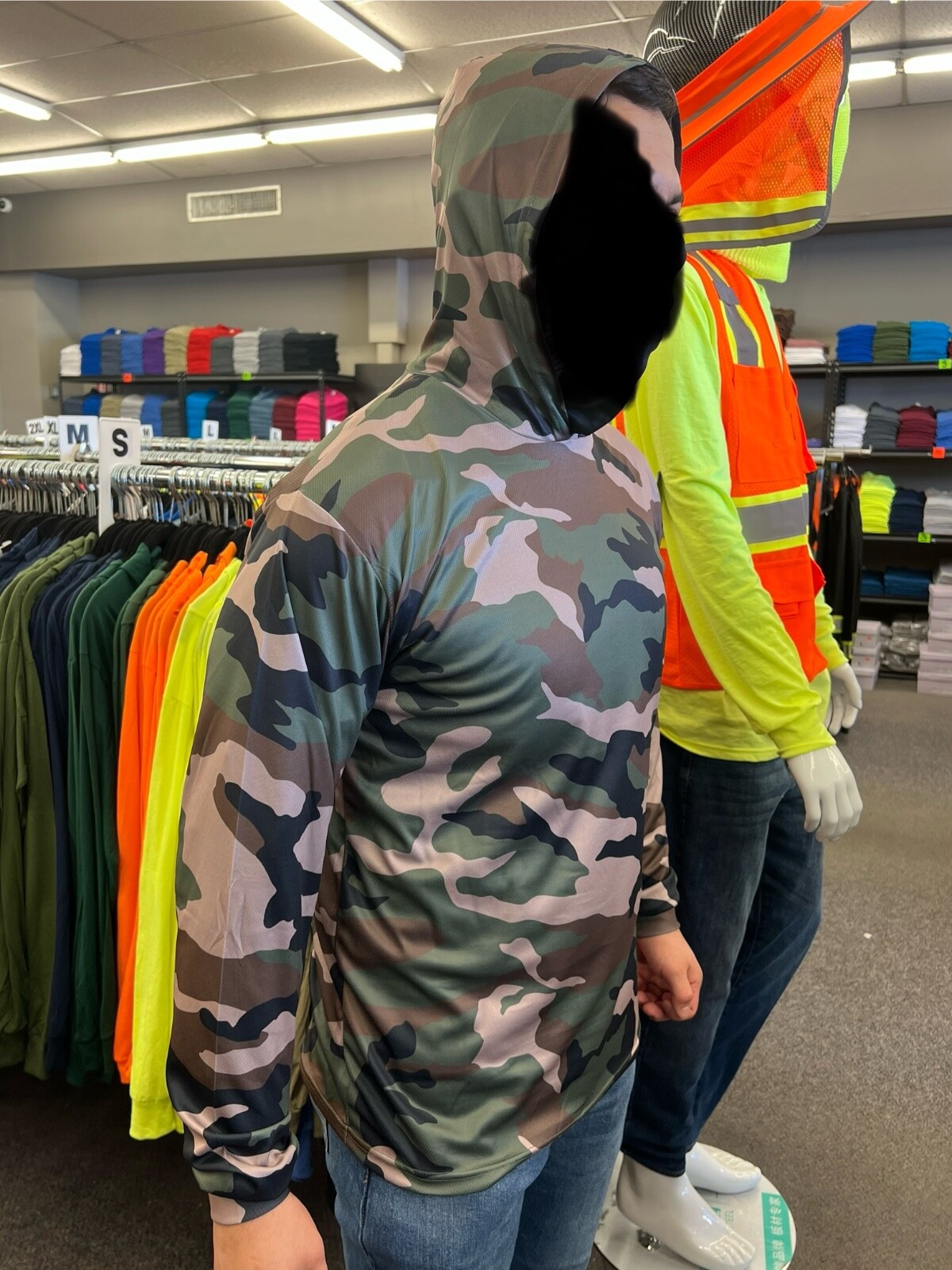 hoodie long sleeve t shirt 100% polyester for UV protection great for work
