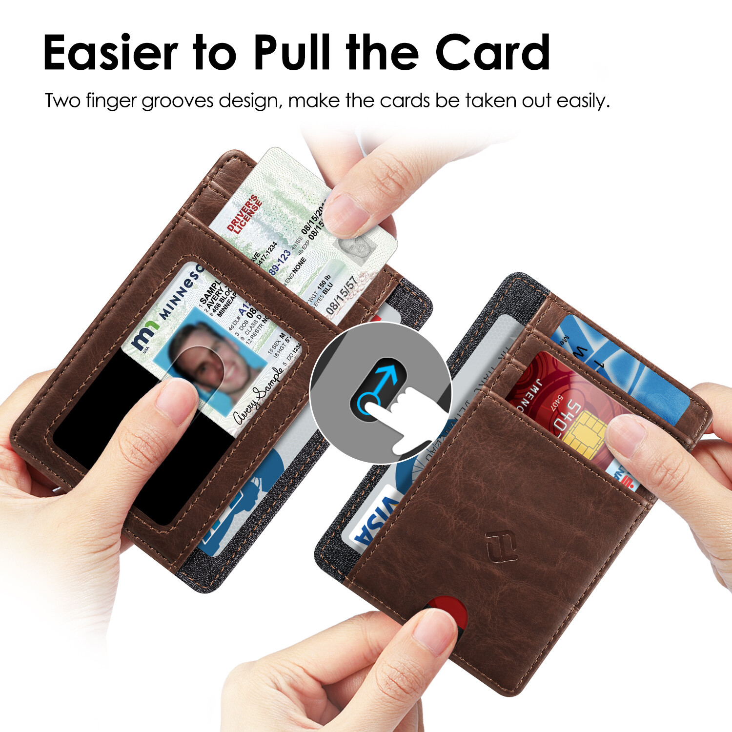 Slim Minimalist Card Wallet RFID Blocking Pocket Credit ID Card Slots Holder