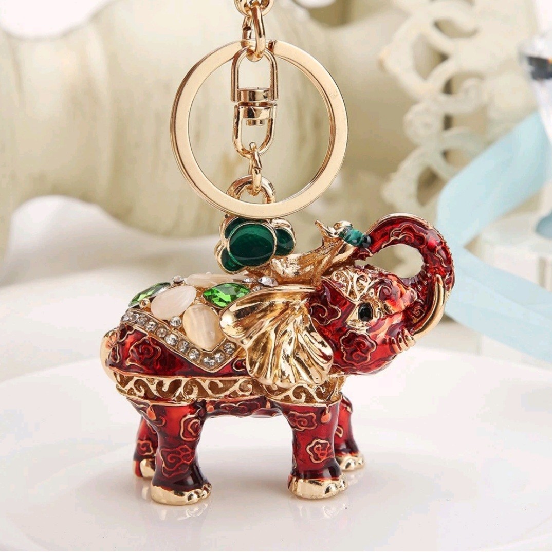 3D Cute Crystal Opal Elephant Pendant KeyChain Handbag Keyring Unisex Gift