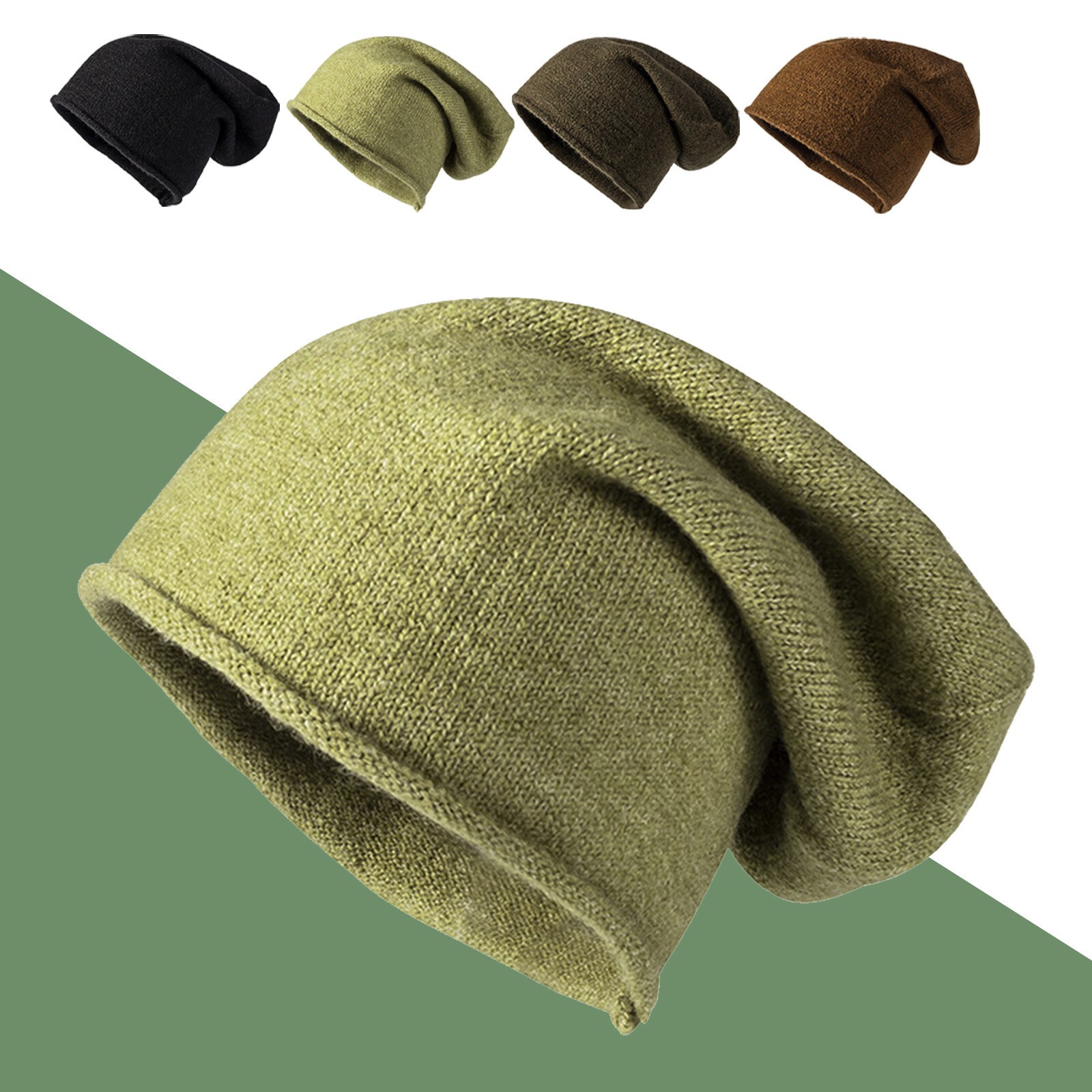 Cashmere Beanie Hat Women Winter Knitted Slouchy Oversized Warm Men Cap HatRM