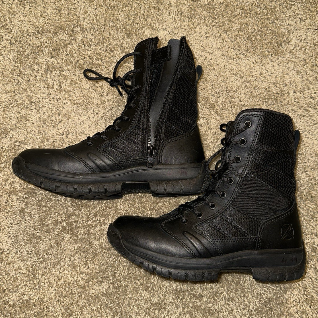 Tactical Performance Women’s Black Tactical Ankle Boots Lace-Up Side Zip 8B