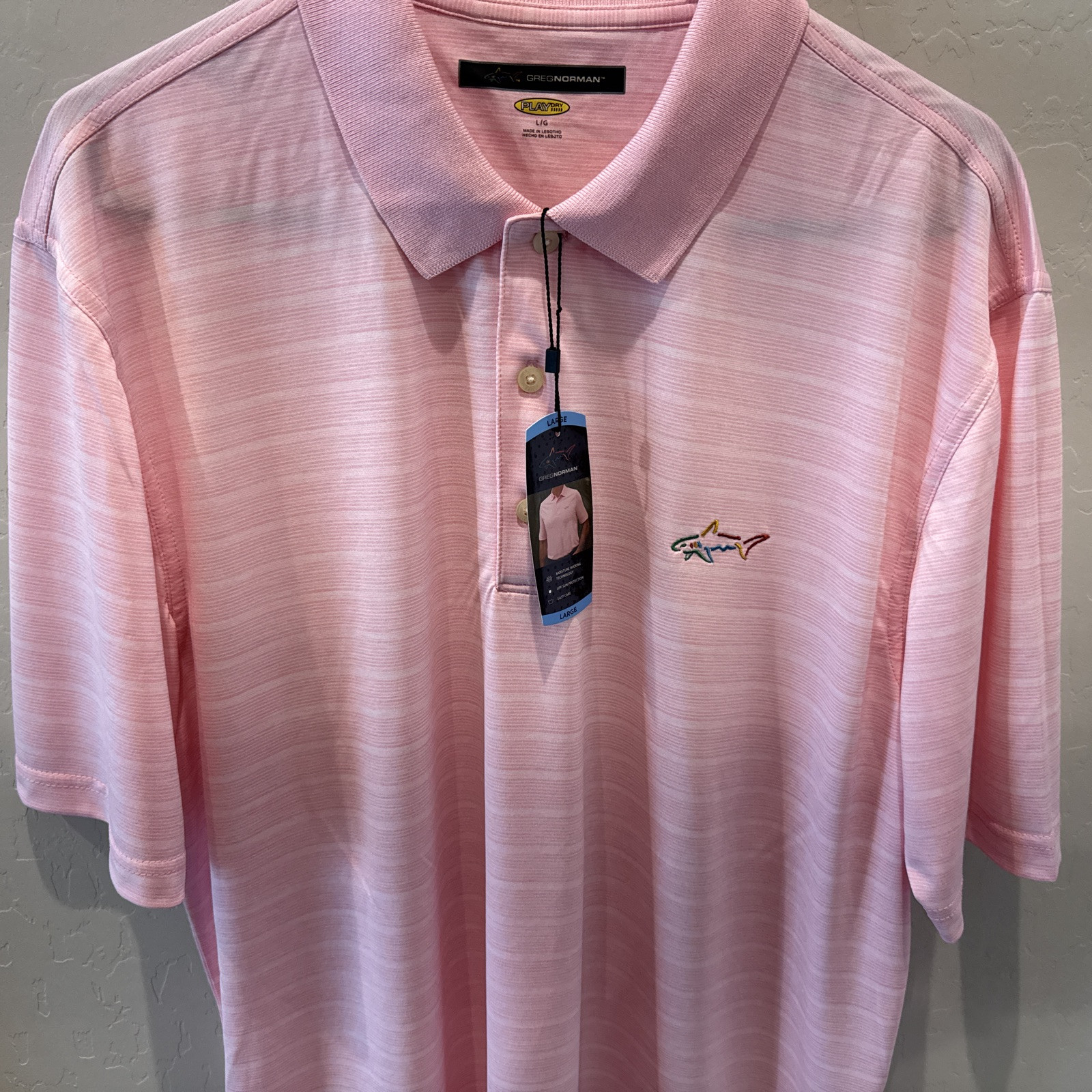 Greg Norman Play Dry Polo – Pink , Large Golf Shirt NWT