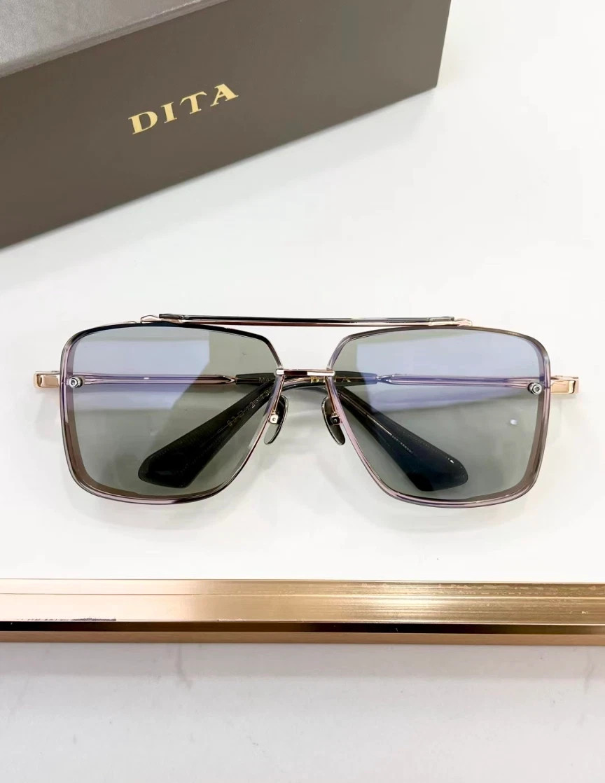DITA MACH-SIX DTS121 Sunglasses Gold/Light Gray 62-12-130mm With Case New