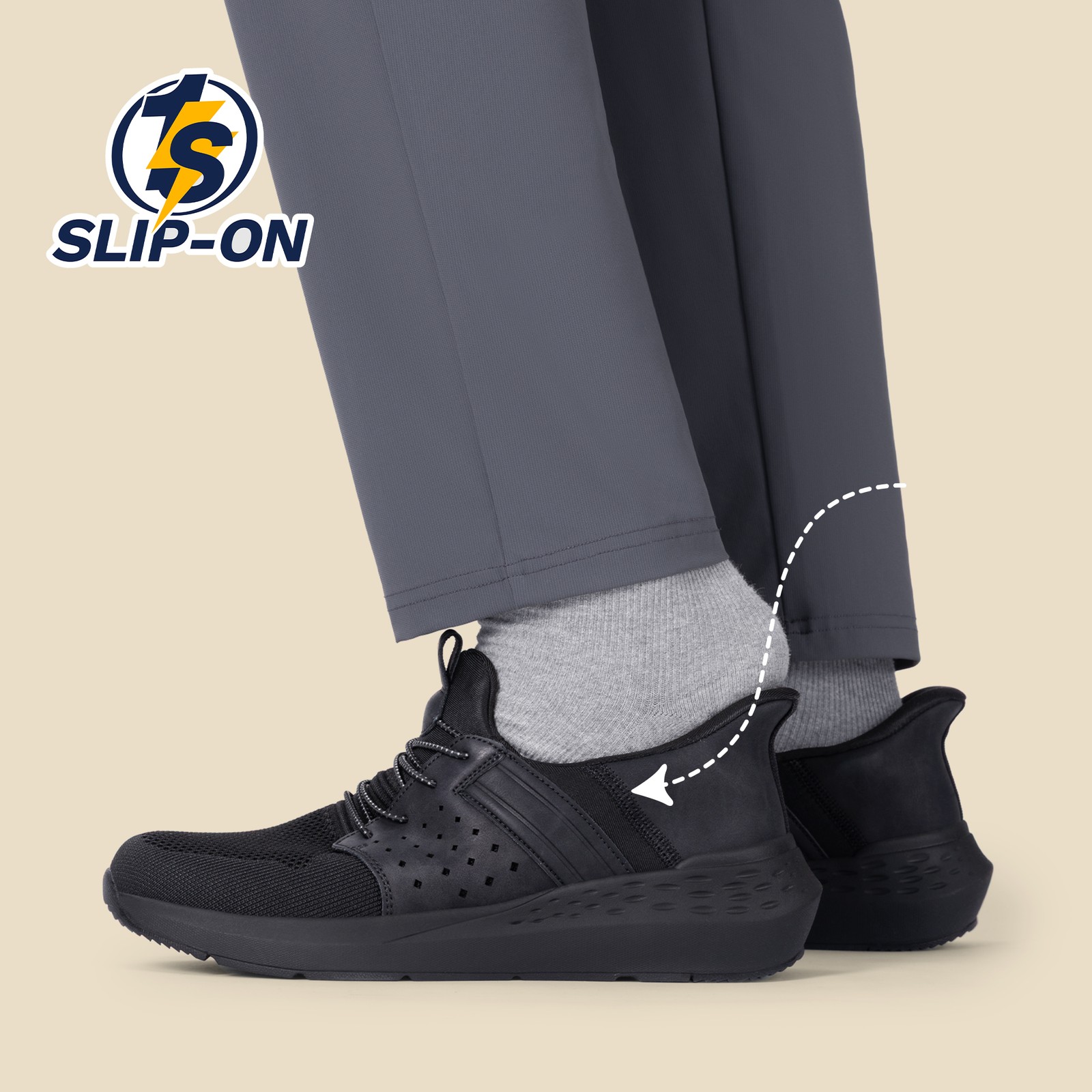 Men’s Hands Free Slip-on Sneakers Casual Shoes Loafers Comfortable Walking Shoes