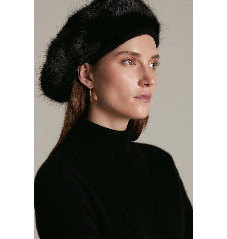 Luxurious Fluffy Faux Fur Beret Hat for Women Cozy and Chic NWT Winter Warm