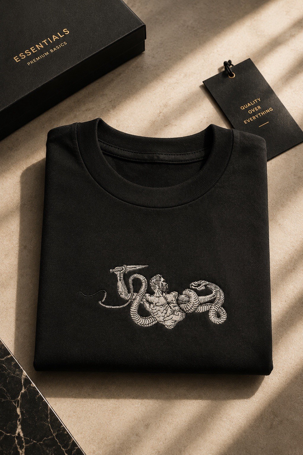 Roman Soldier Gladiator Warrior Embroidered T-shirt for Men Size L Black New