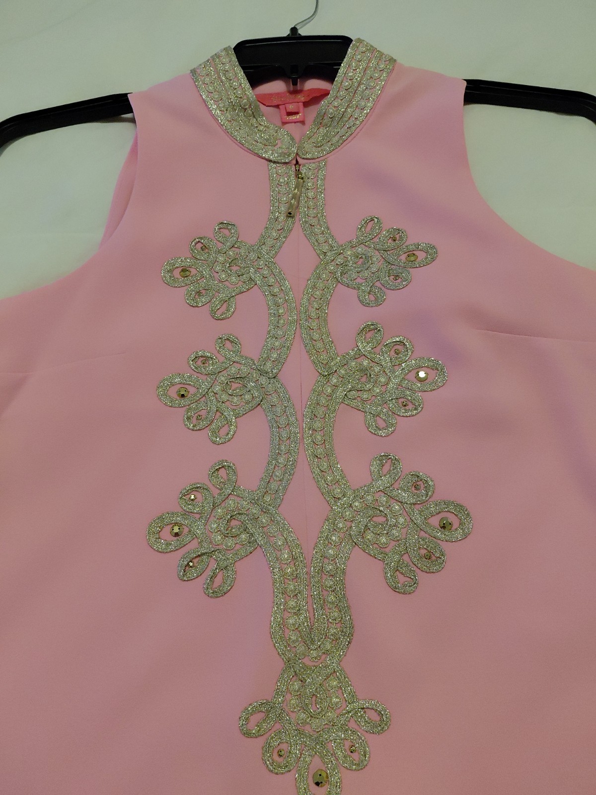 $258 NWOT Lilly Pulitzer JANE HIGH COLLAR SHIFT DRESS Pelican Pink Gold 0