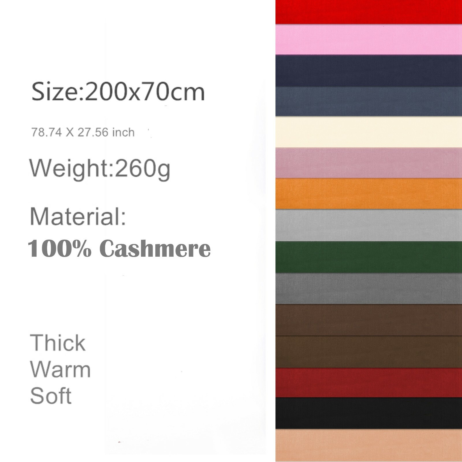 Womens Mens 100% Cashmere Scotland Oversized Blanket Wool Scarf Shawl Wrap Solid
