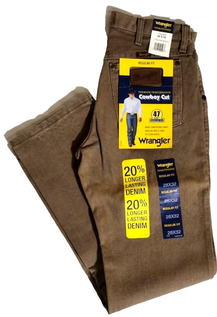 Wrangler Men’s Cowboy Cut Regular Fit Premium Performance Tan Size 28×32 47MWZDR