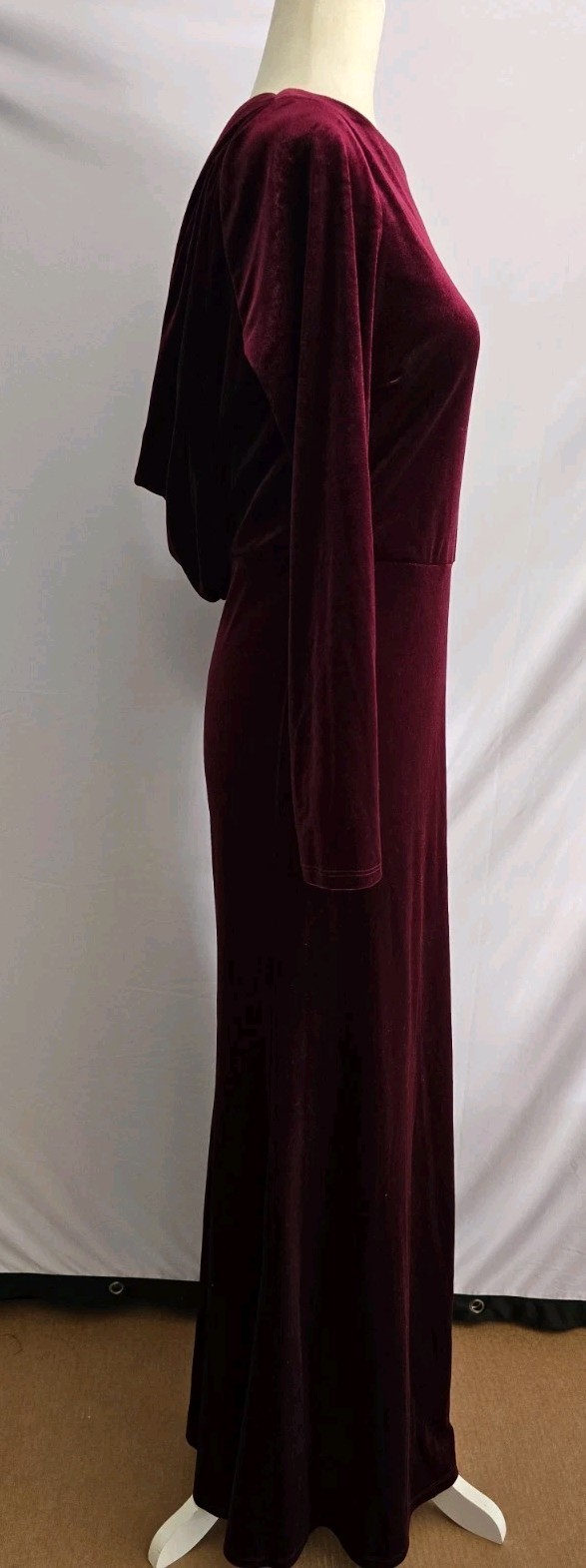 Whimsigoth Velvet Gown Size 10 Burgundy Draped Back Old Money Dark Feminine Core
