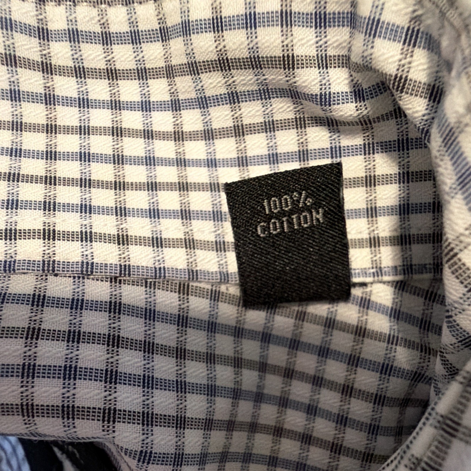 John Varvatos U.S.A. Men’s Trim Fit Blue/White Check Dress Shirt 17.5 32/33