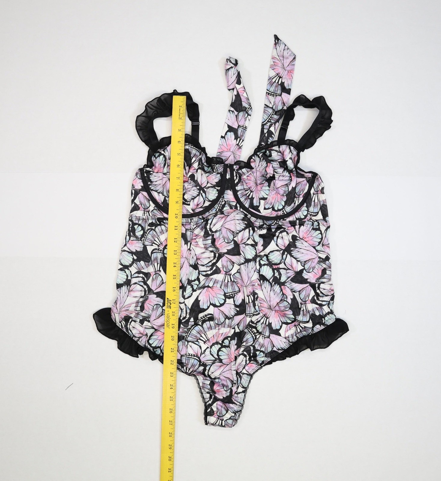 Torrid Bodysuit Womens 2 Butterfly Print Mesh Ruffle Underwire NWT Lingerie