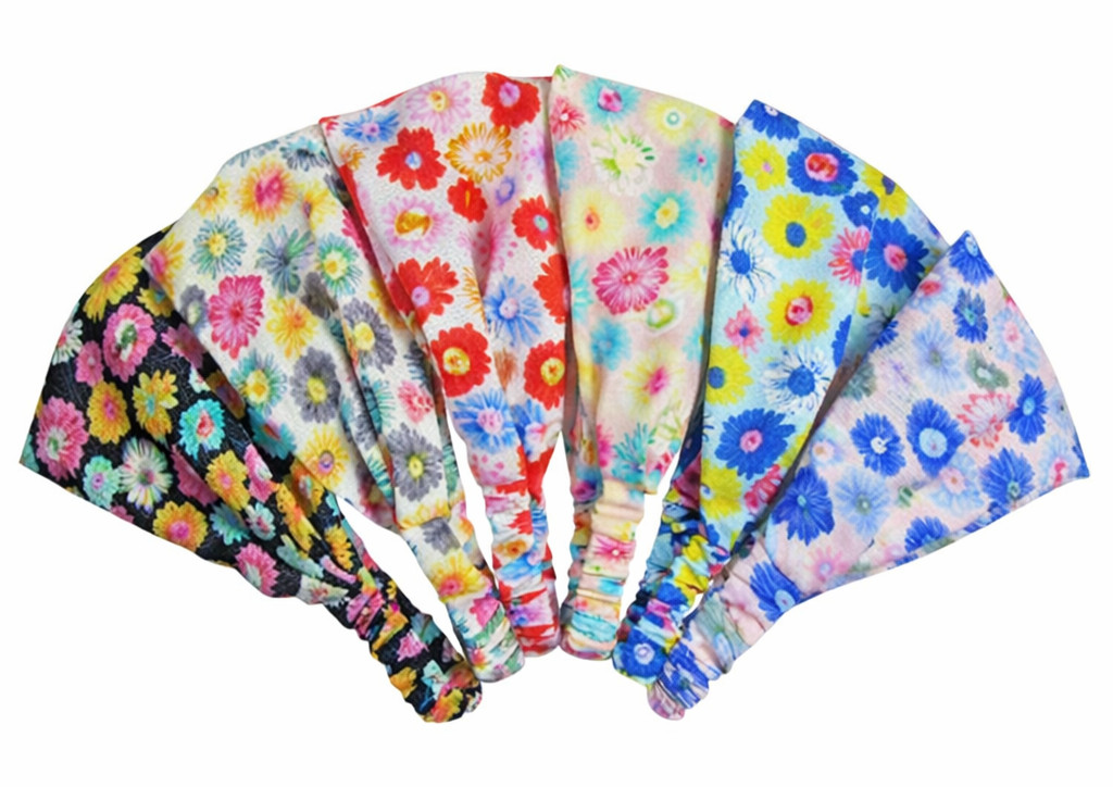 6pcs Women Flower Headwrap Boho Wide Stretch Women Headband Turban Headwear Lot